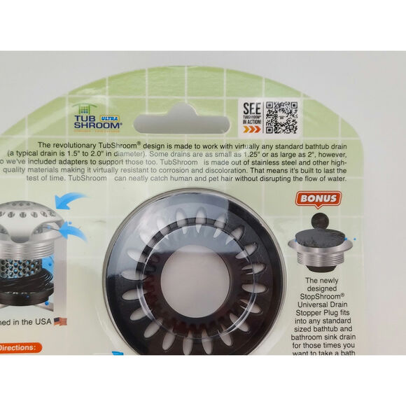 Tub SHROOM Ultra Revolutionary Stainless Steel Strainer Hair Catcher & Stopper - Picture 3 of 4